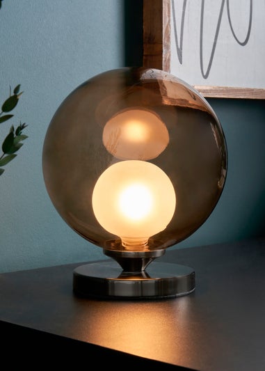 BHS Lighting Flourina Black Chrome Touch Table Lamp (22cm x 17cm)