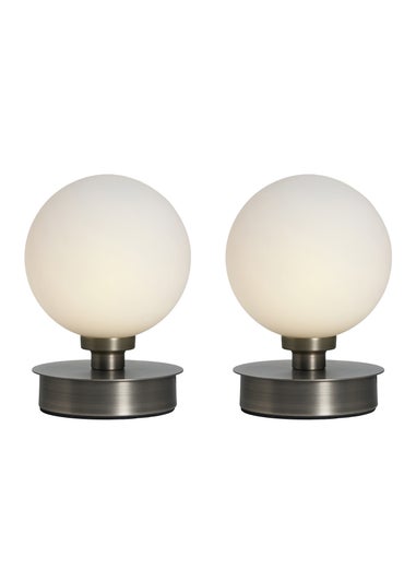 BHS Lighting Tobey Touch Table Lamp PAIR Pewter (18cm x 12cm)