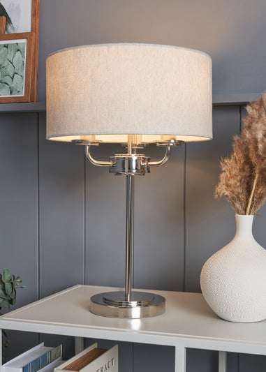 BHS Lighting Harley 3 Light Chrome Table Lamp (48cm x 32cm)