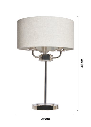 BHS Lighting Harley 3 Light Chrome Table Lamp (48cm x 32cm)