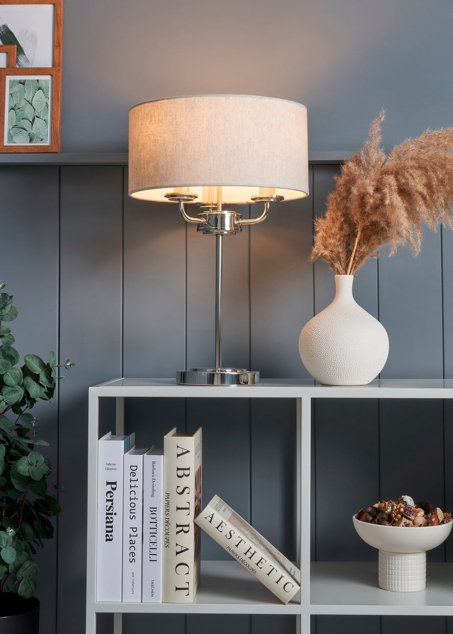 BHS Lighting Harley 3 Light Chrome Table Lamp (48cm x 32cm)
