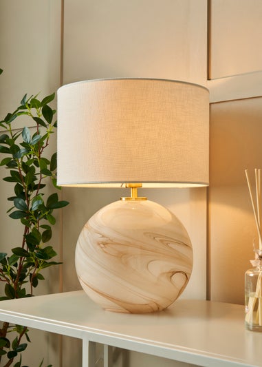 BHS Lighting Muna Marble Glass Table Lamp (42cm x 30cm)