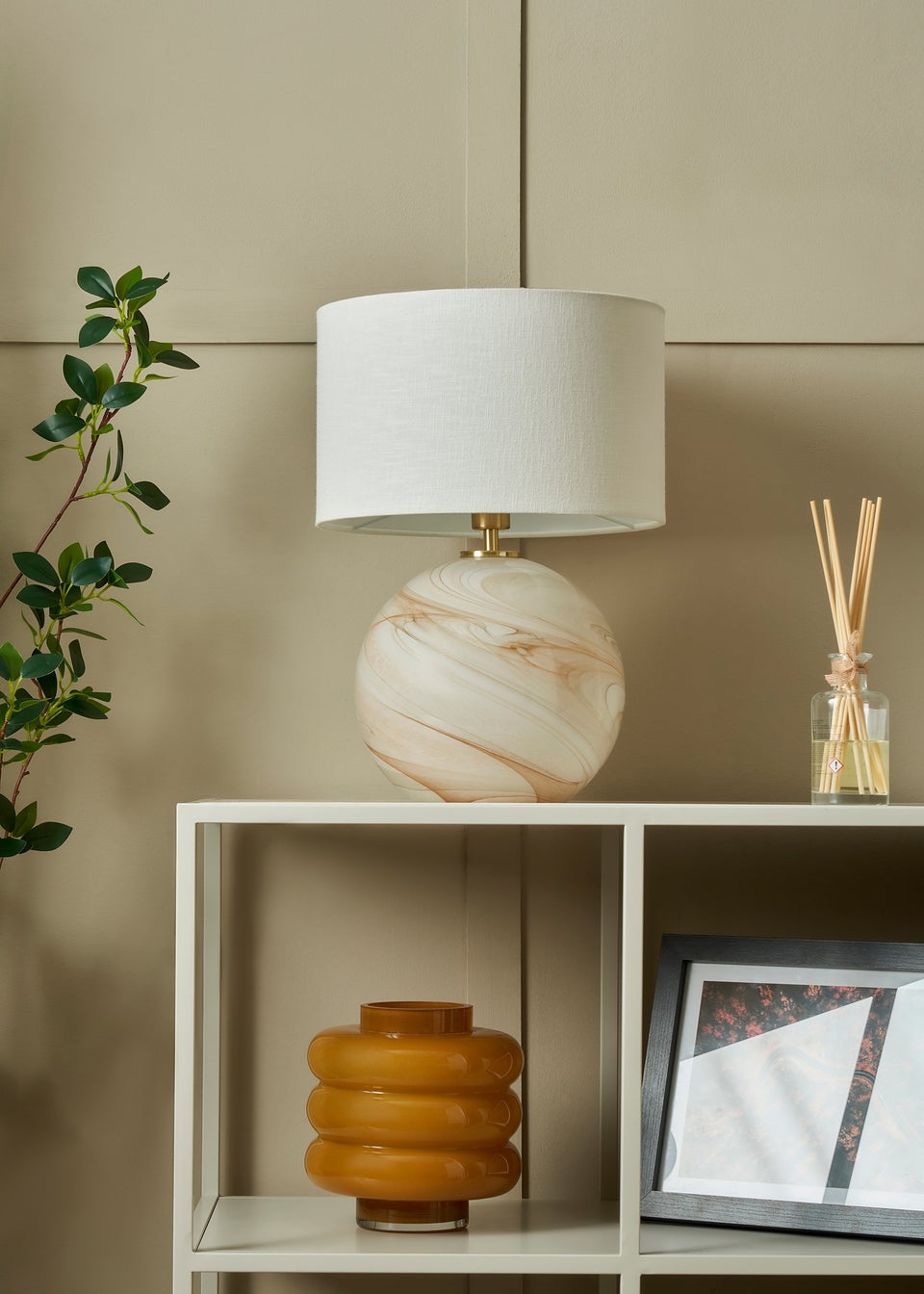 BHS Lighting Muna Marble Glass Table Lamp (42cm x 30cm)