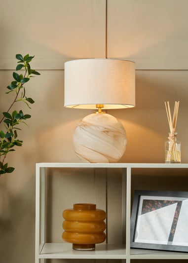 BHS Lighting Muna Marble Glass Table Lamp (42cm x 30cm)