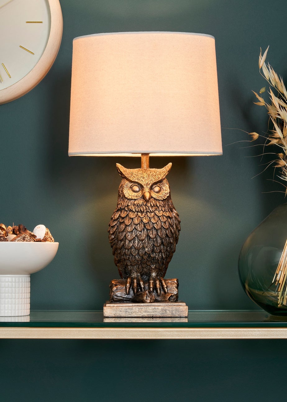 BHS Lighting Ollie Owl Bronze Table Lamp (46cm x 27cm)