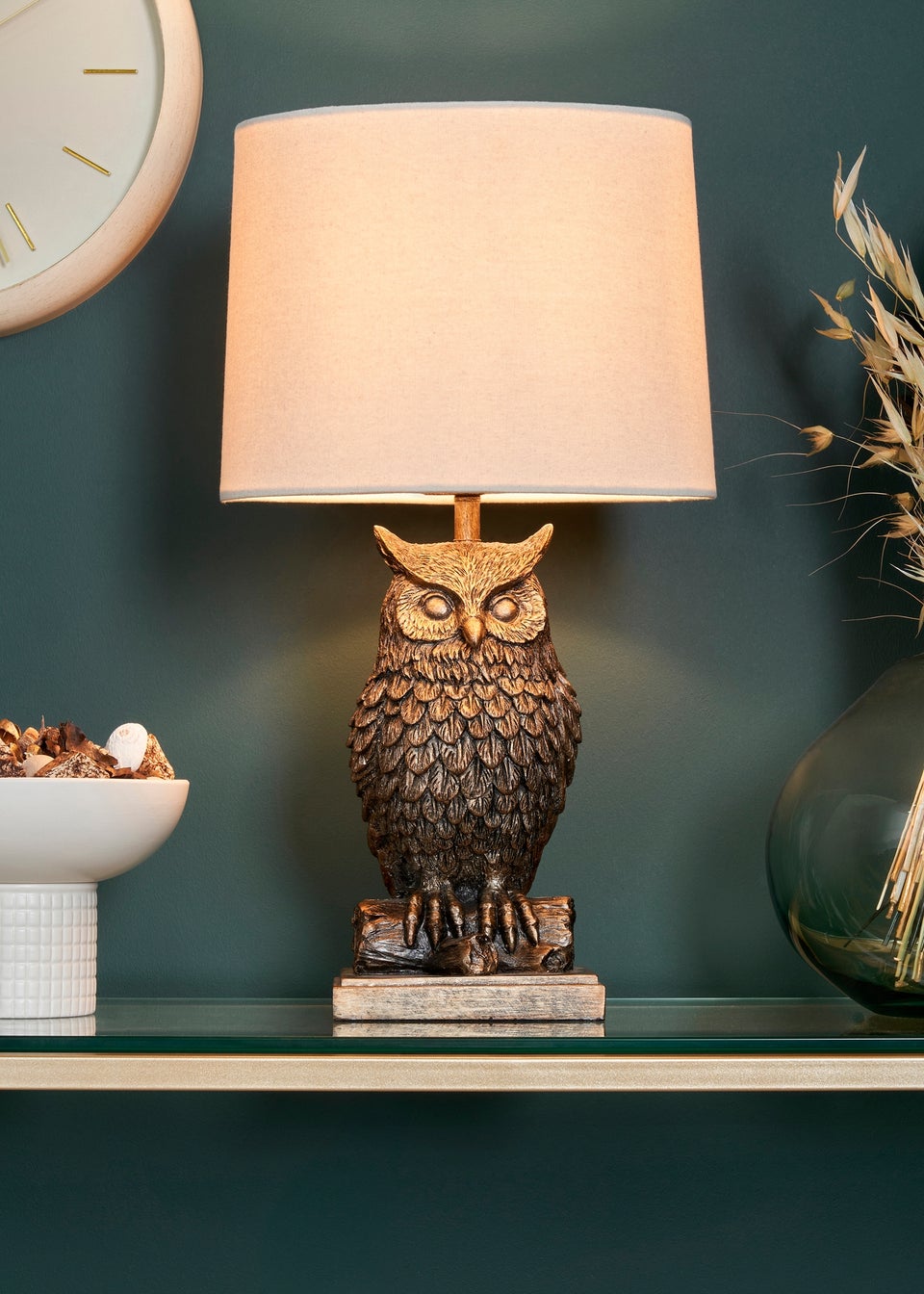 BHS Lighting Ollie Owl Bronze Table Lamp (46cm x 27cm)