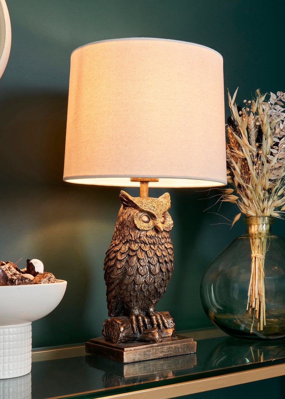 BHS Lighting Ollie Owl Bronze Table Lamp (46cm x 27cm)