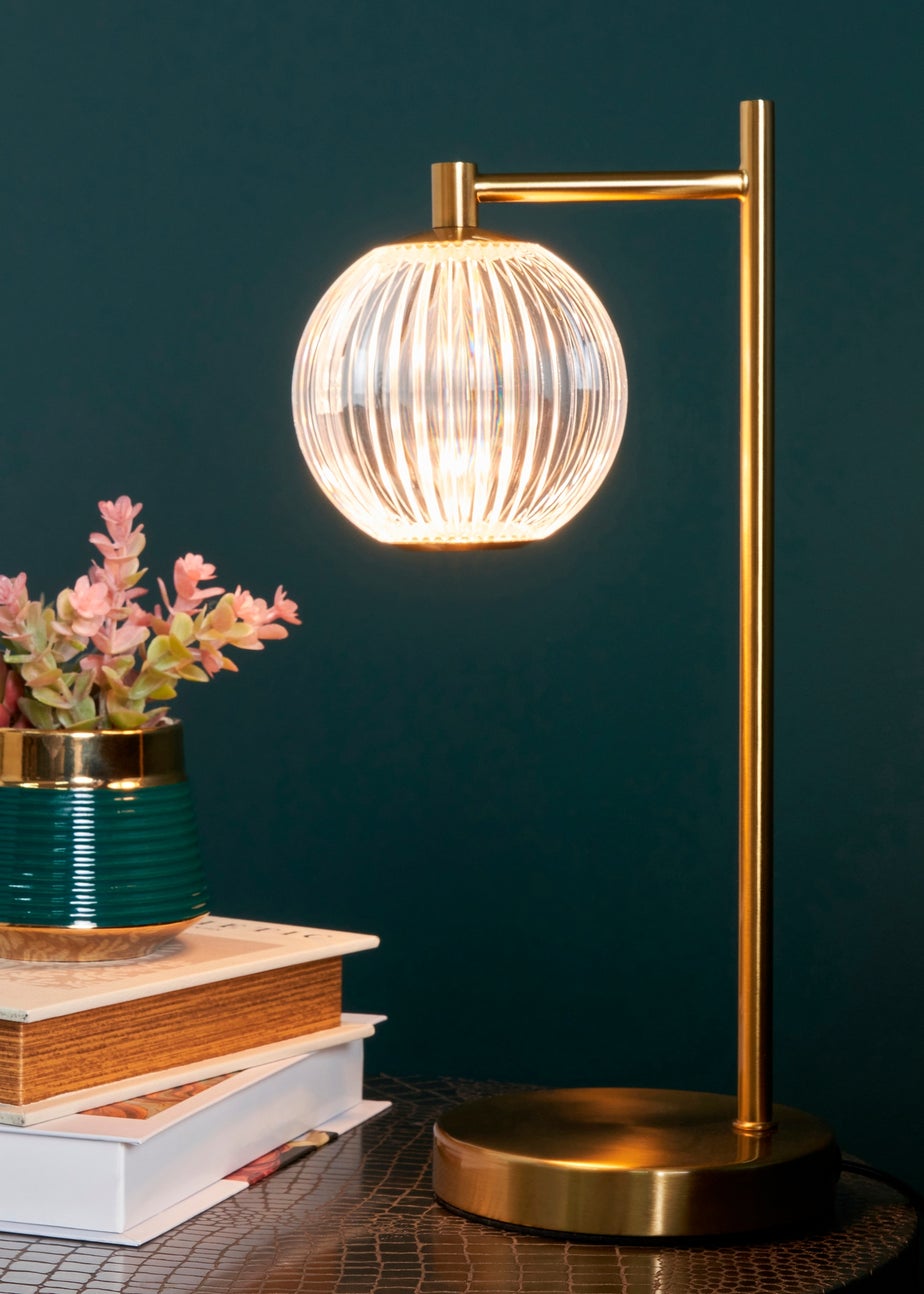 BHS Lighting Raeden LED Brass Acrylic Ball Table Lamp (35cm x 13cm)