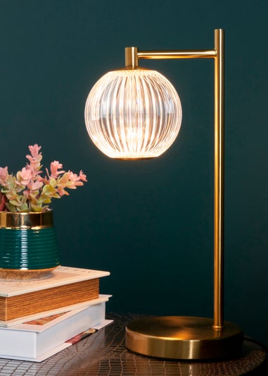 BHS Lighting Raeden LED Brass Acrylic Ball Table Lamp (35cm x 13cm)