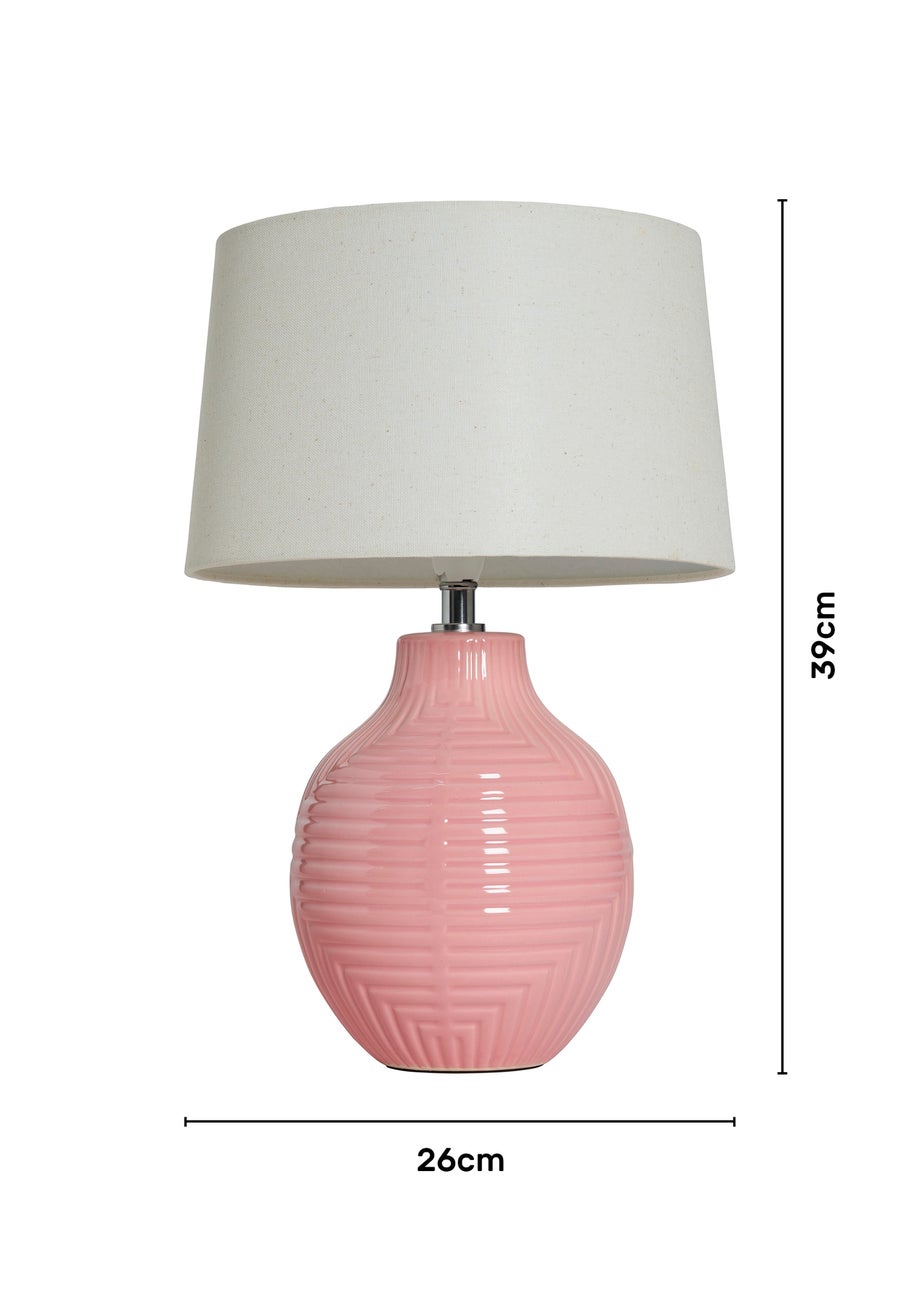 BHS Lighting Polly Pink Ceramic Table Lamp (39cm x 26cm)