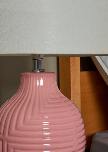 BHS Lighting Polly Pink Ceramic Table Lamp (39cm x 26cm)