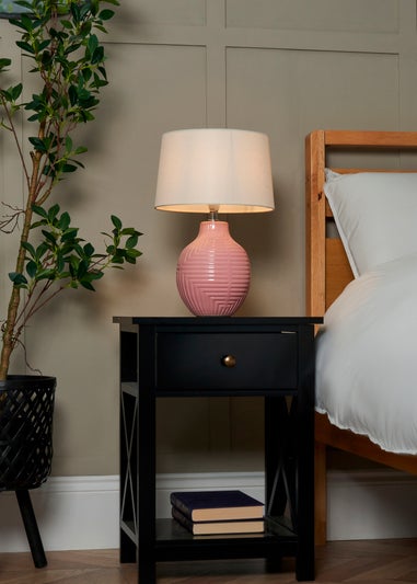 BHS Lighting Polly Pink Ceramic Table Lamp (39cm x 26cm)