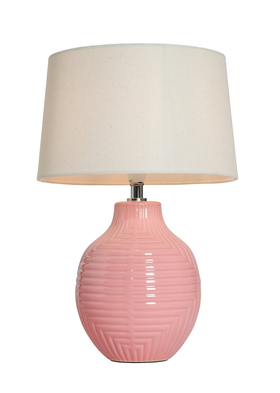 BHS Lighting Polly Pink Ceramic Table Lamp (39cm x 26cm)