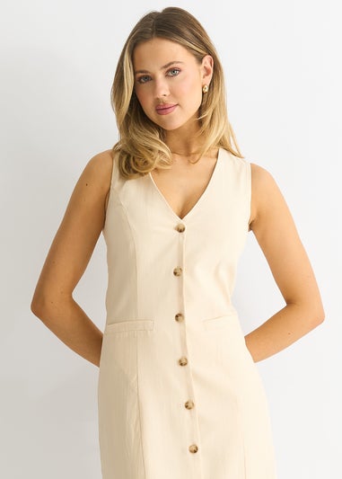 Gini London Stone Button Through Waist Coat Midi Dress