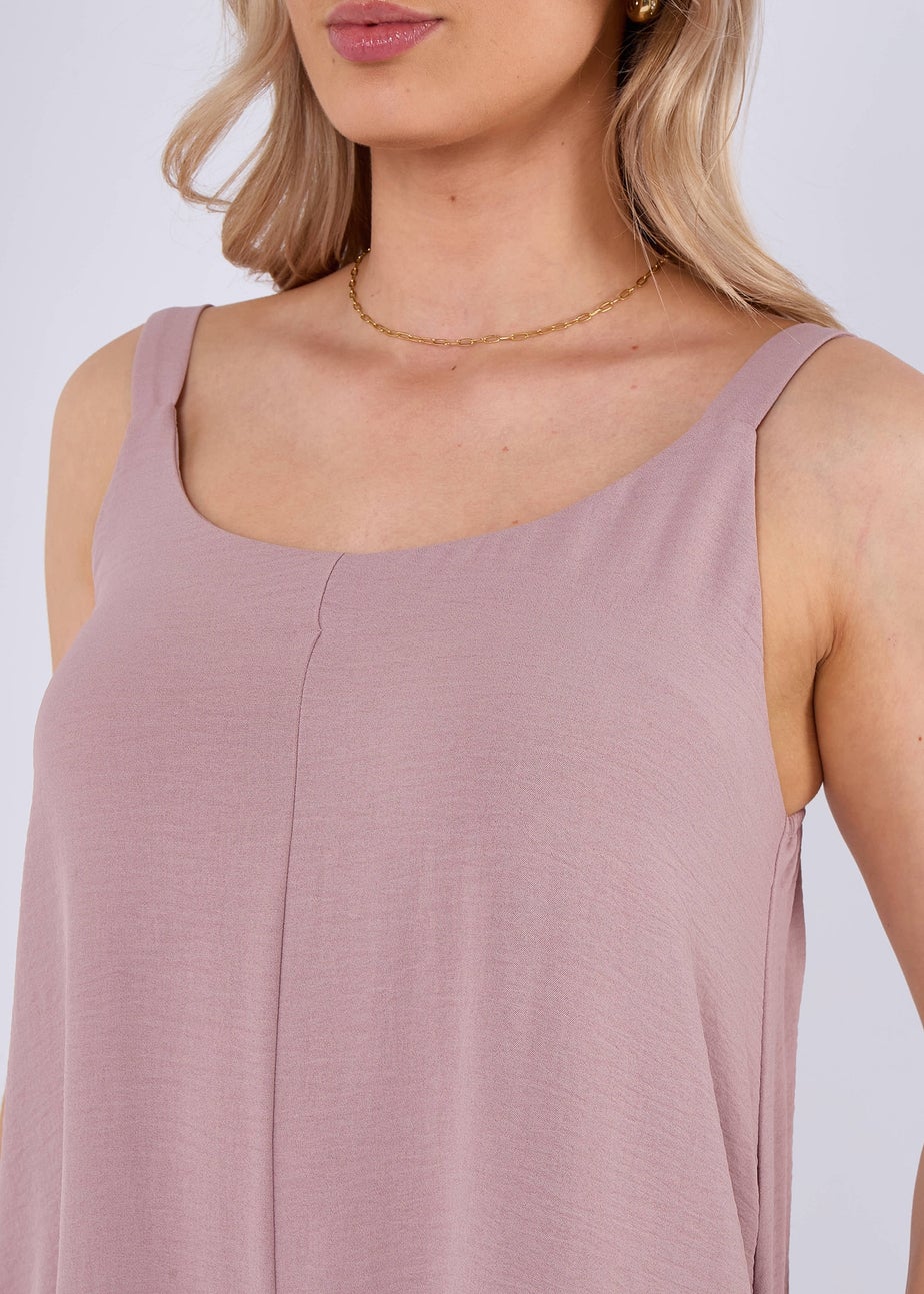 Gini London Dusty Pink Mink Air Flow Strappy Wide Leg Jumpsuit