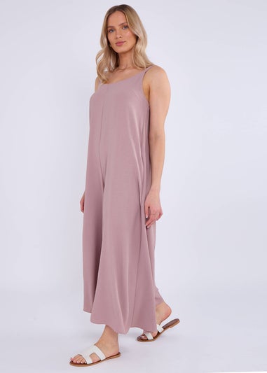Gini London Dusty Pink Mink Air Flow Strappy Wide Leg Jumpsuit