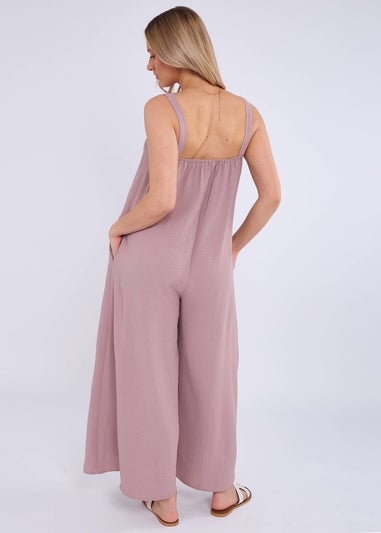 Gini London Dusty Pink Mink Air Flow Strappy Wide Leg Jumpsuit