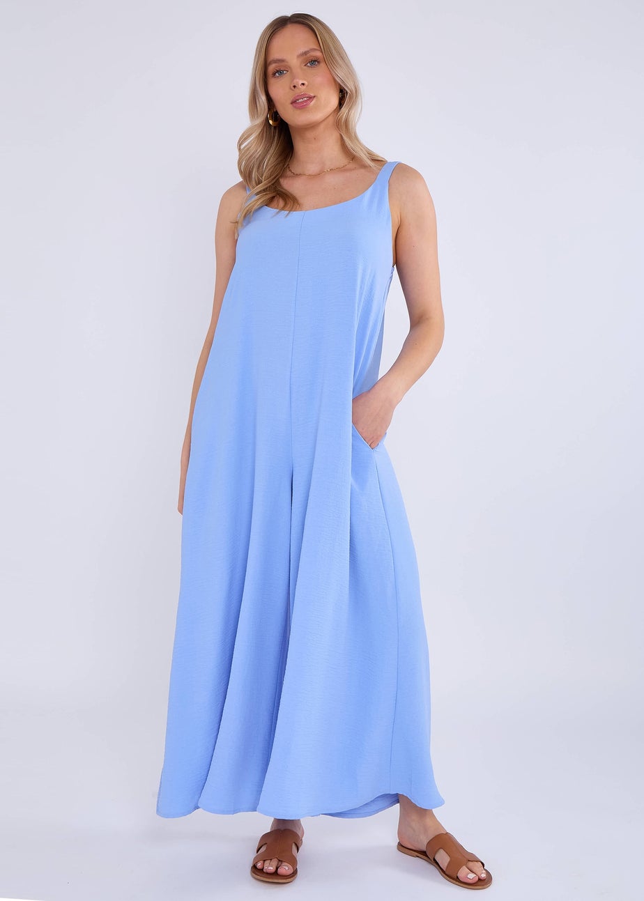 Gini London Blue Air Flow Strappy Wide Leg Jumpsuit