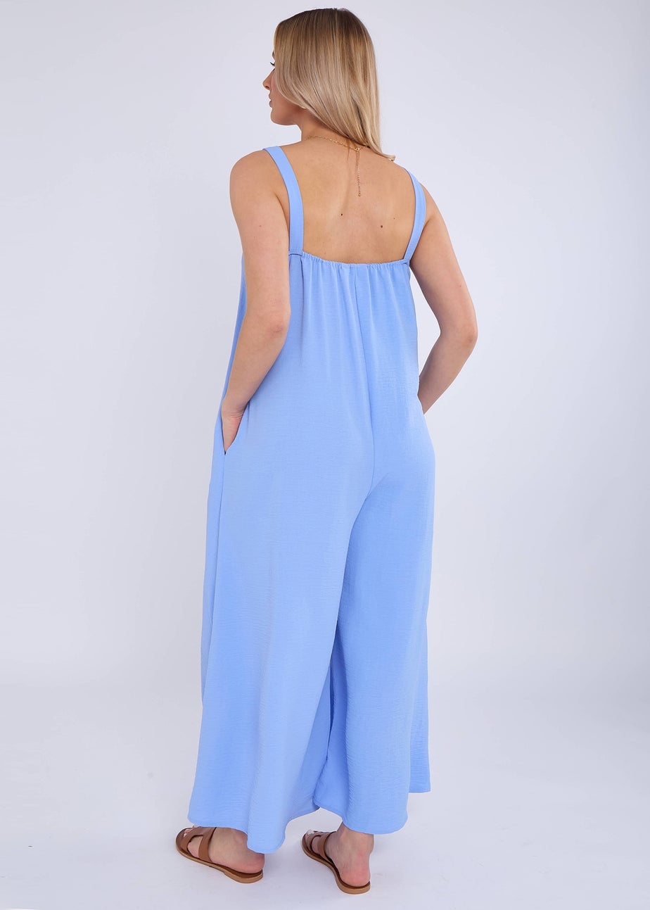 Gini London Blue Air Flow Strappy Wide Leg Jumpsuit