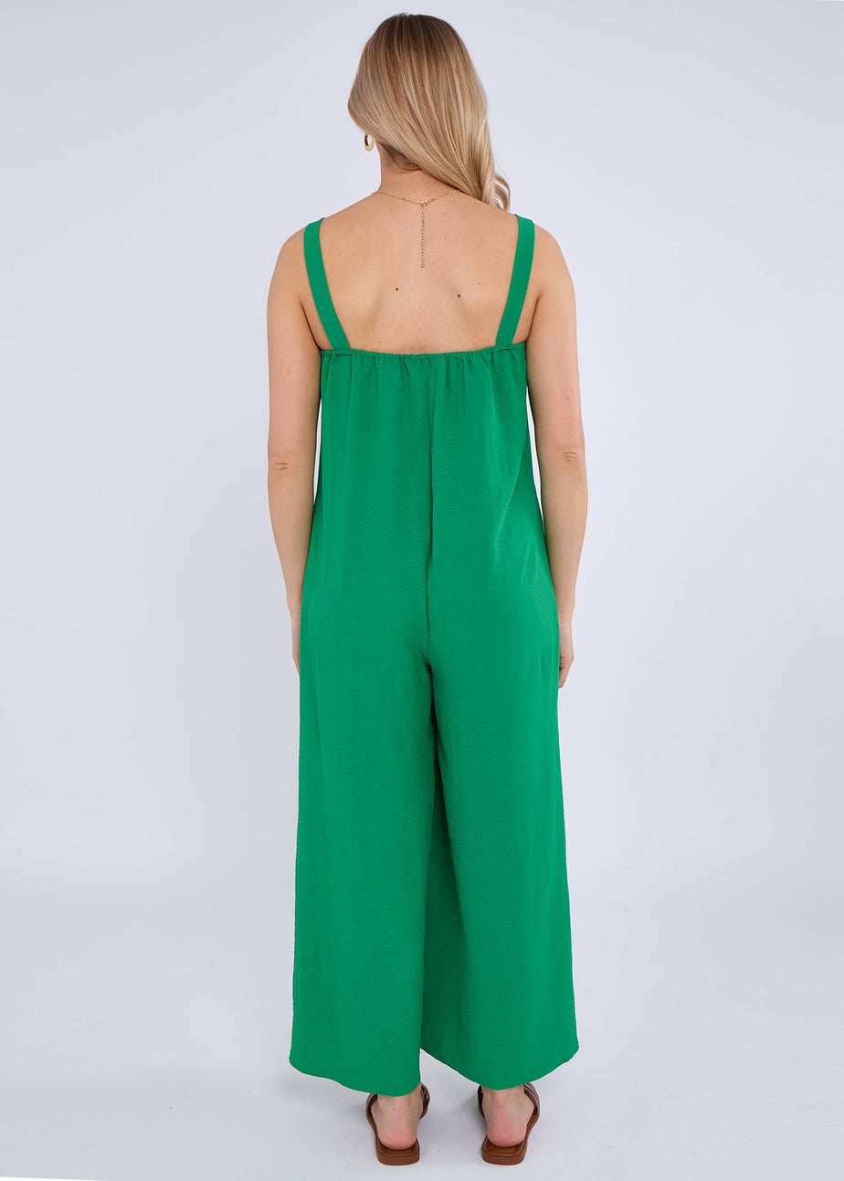 Gini London Green Air Flow Strappy Wide Leg Jumpsuit