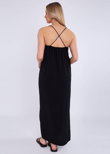 Gini London Black Strappy Cross Back Airflow Oversized dress