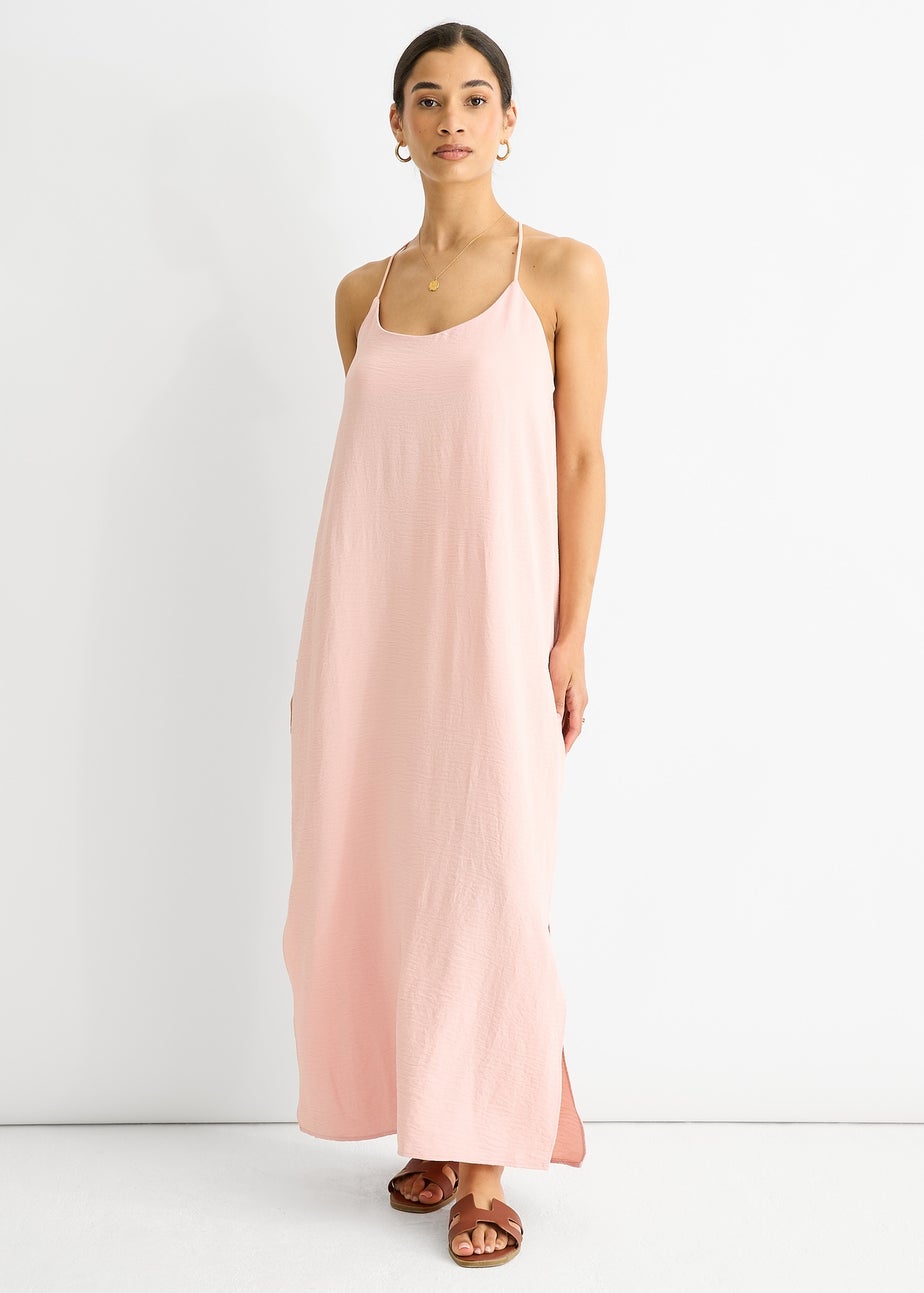 Gini London Blush Strappy Cross Back Airflow Oversized dress