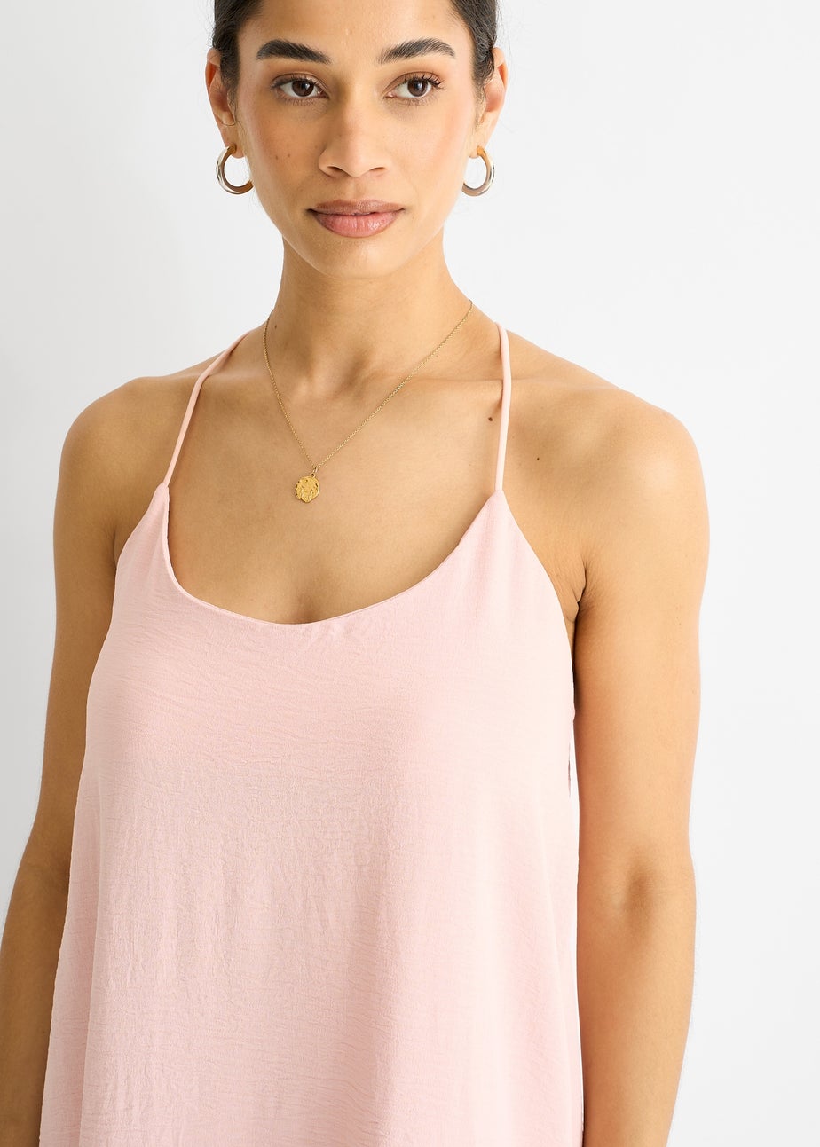 Gini London Blush Strappy Cross Back Airflow Oversized dress