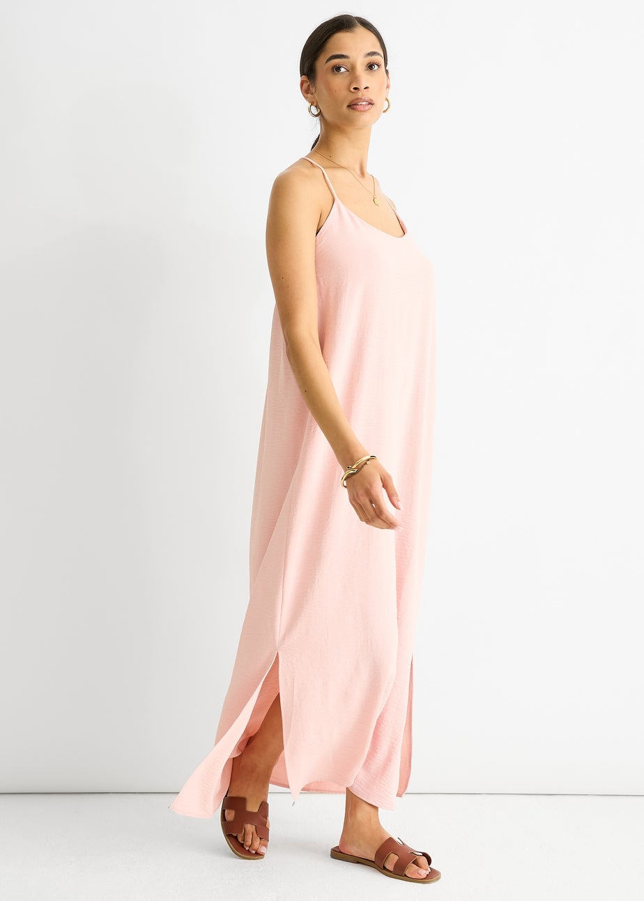 Gini London Blush Strappy Cross Back Airflow Oversized dress