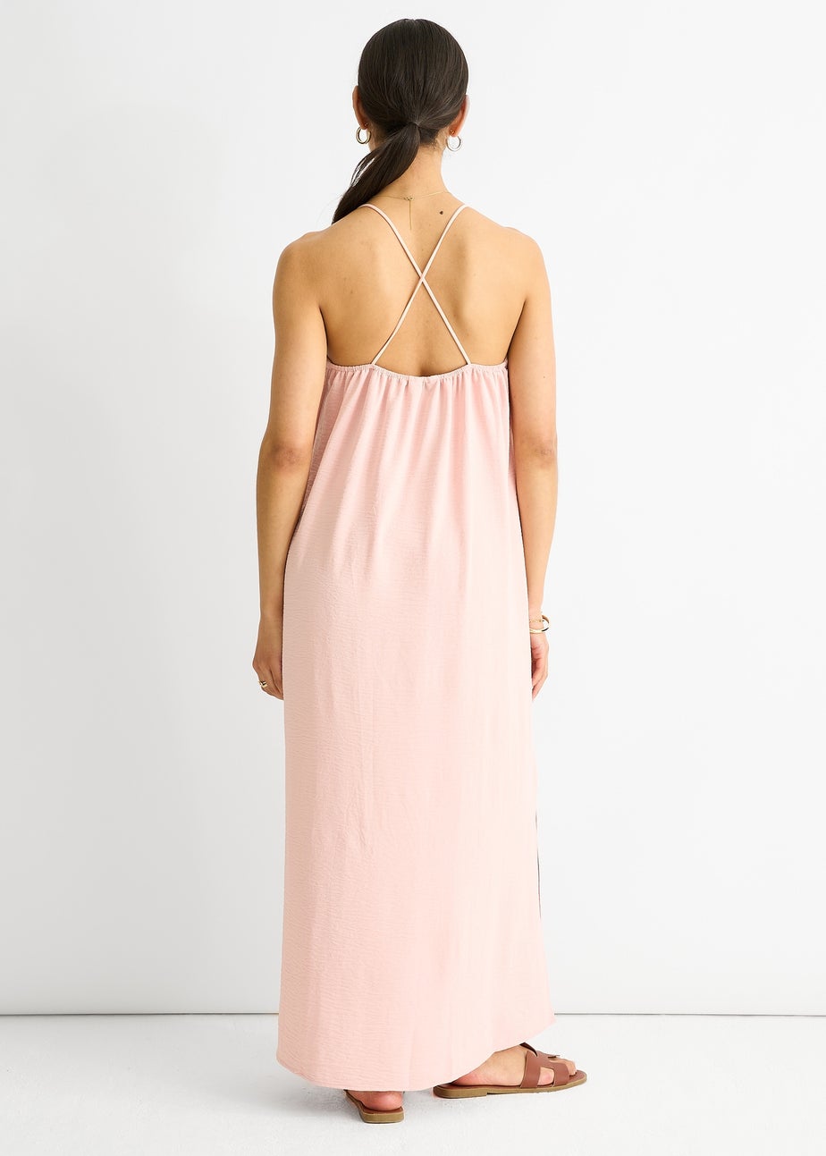 Gini London Blush Strappy Cross Back Airflow Oversized dress