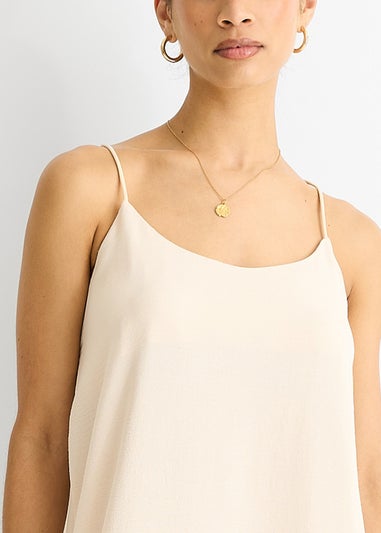 Gini London Beige Strappy Cross Back Airflow Oversized dress