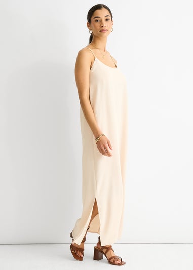 Gini London Beige Strappy Cross Back Airflow Oversized dress