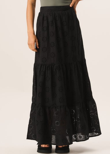Gini London Black Tiered Lace Embroidered Long Skirt