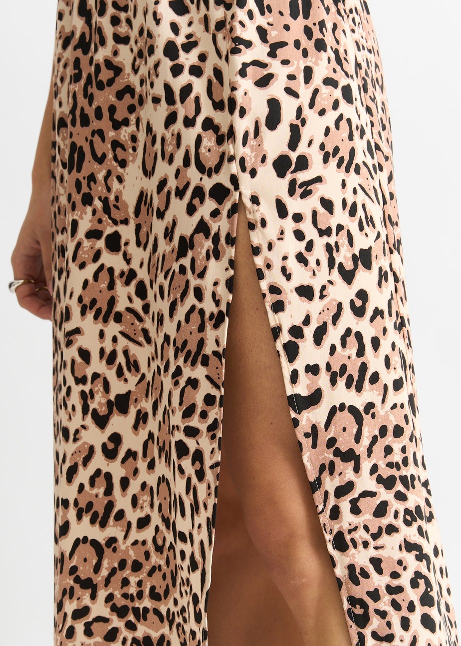 Gini London Black Leopard Print Midi Skirt