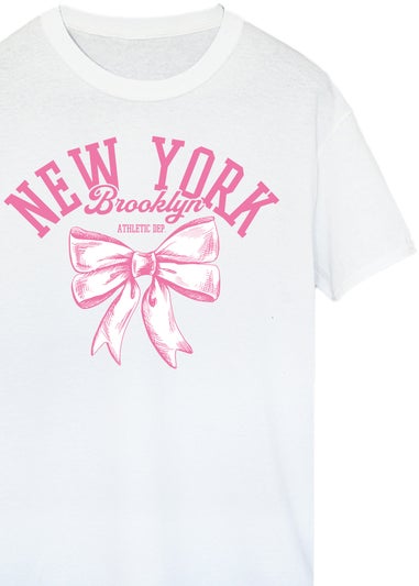 Brands In New York Brooklyn Bow White Boyfriend Fit T Shirt