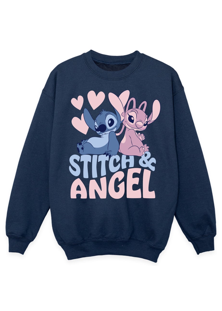 Disney Lilo & Stitch Angel Girls Navy Graphic Sweatshirt (3-13 Years)