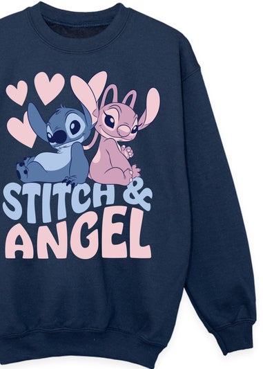 Disney Lilo & Stitch Angel Girls Navy Graphic Sweatshirt (3-13 Years)