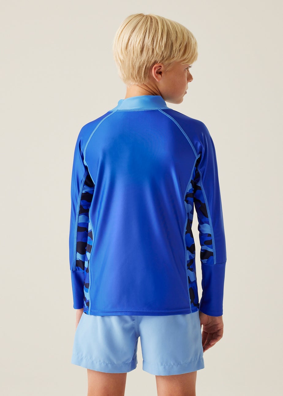 Regatta Olympian Blue Camo Kids Hoku II Swim Top (3- 16 Yrs)