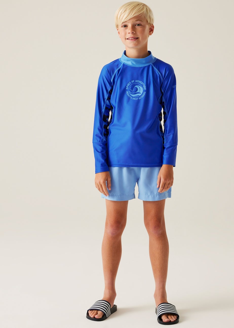 Regatta Olympian Blue Camo Kids Hoku II Swim Top (3- 16 Yrs)