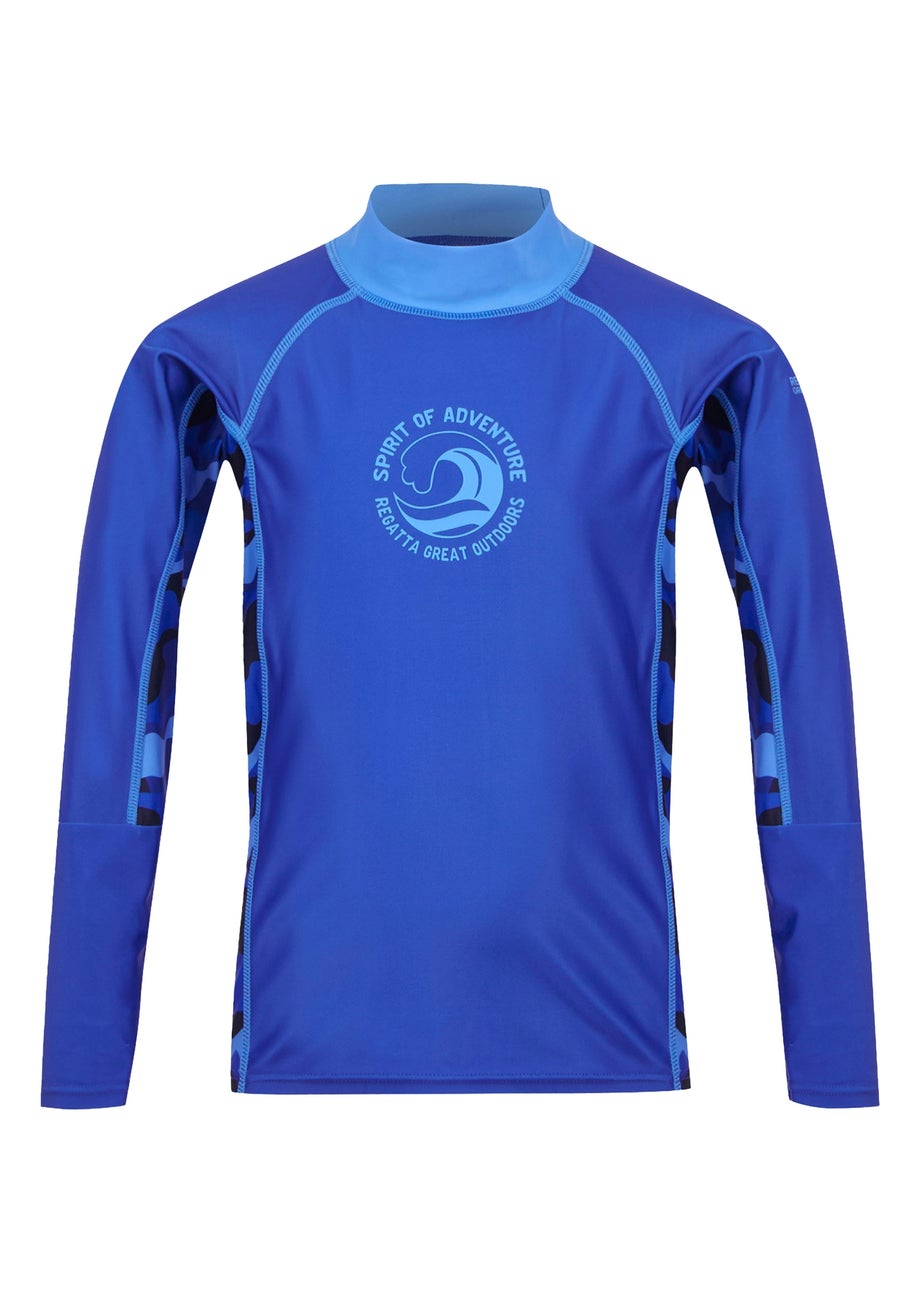 Regatta Olympian Blue Camo Kids Hoku II Swim Top (3- 16 Yrs)