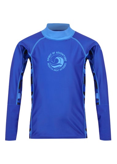 Regatta Olympian Blue Camo Kids Hoku II Swim Top (3- 16 Yrs)