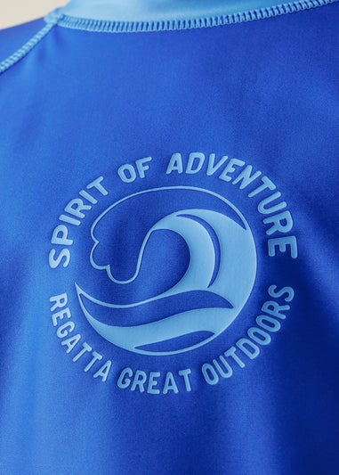 Regatta Olympian Blue Camo Kids Hoku II Swim Top (3- 16 Yrs)