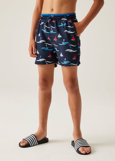Regatta Navy Boat Kids Skander III Swim Shorts (3- 16 Yrs)