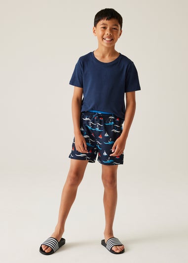 Regatta Navy Boat Kids Skander III Swim Shorts (3- 16 Yrs)