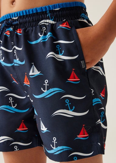 Regatta Navy Boat Kids Skander III Swim Shorts (3- 16 Yrs)