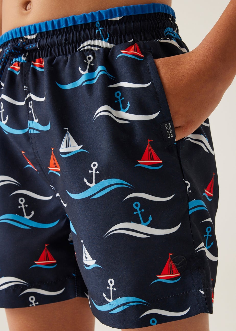 Regatta Navy Boat Kids Skander III Swim Shorts (3- 16 Yrs)