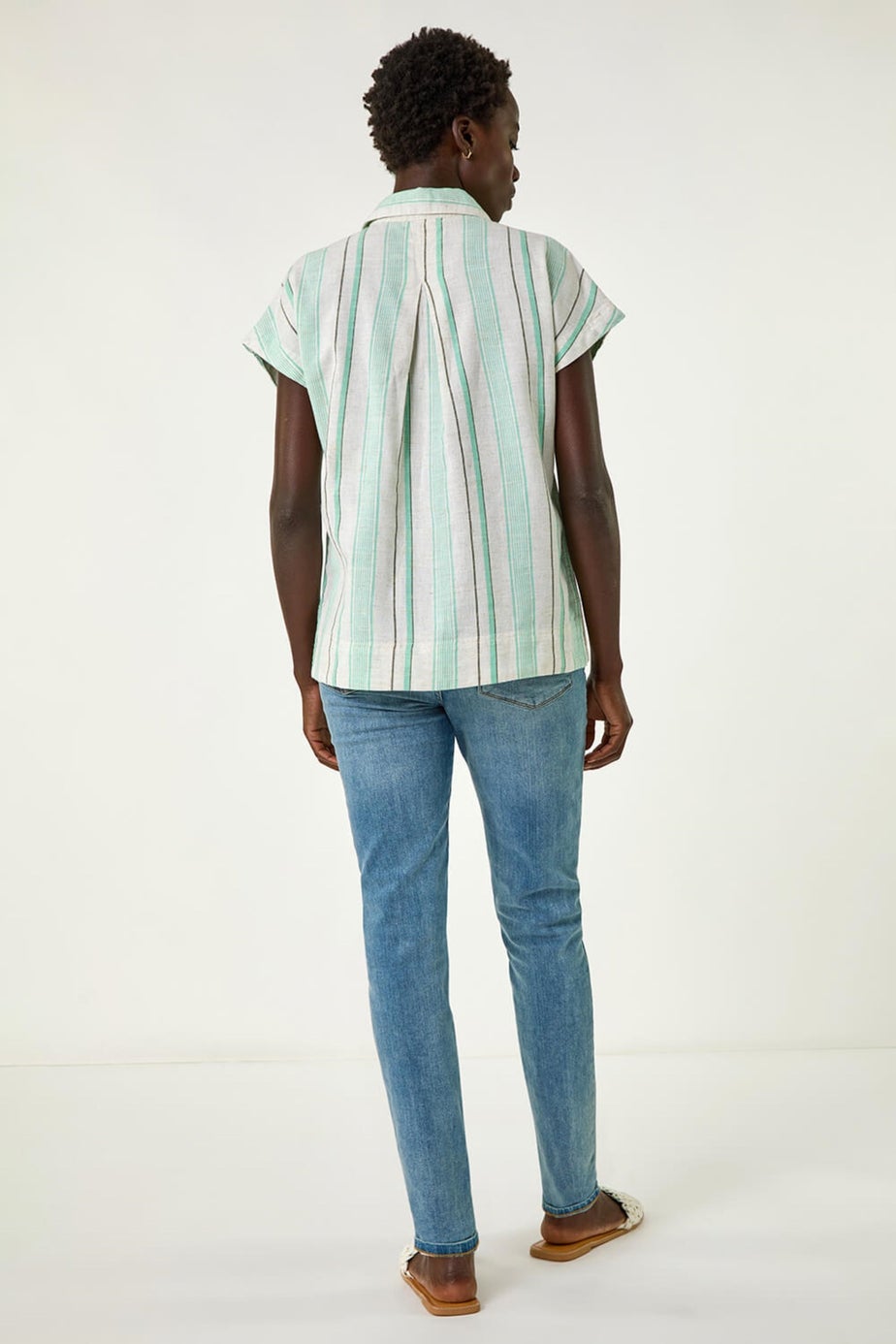 Roman Light Blue Verticle Stripe Short Sleeve Shirt