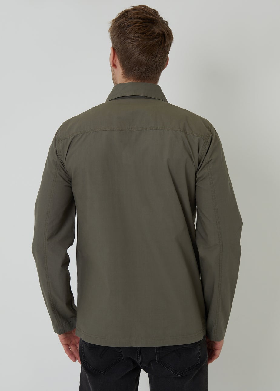 Threadbare Khaki Cotton Poplin Lightweight Collared Jacket