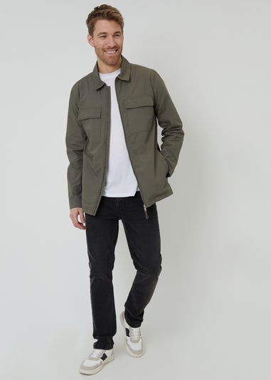 Threadbare Khaki Cotton Poplin Lightweight Collared Jacket