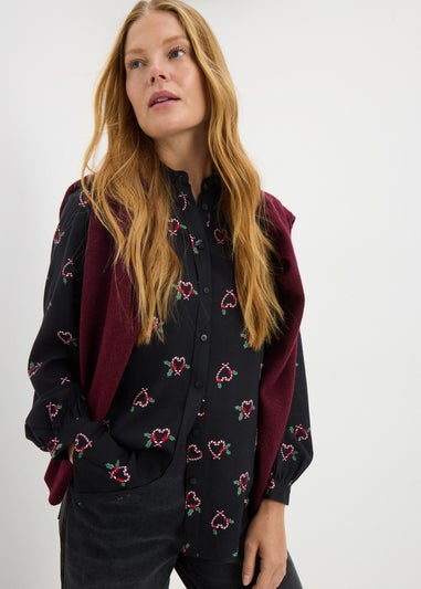 Black Print Christmas Shirt