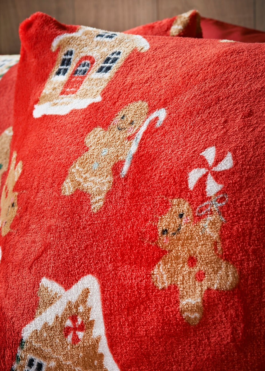 Red Gingerbread Fleece Duvet Set